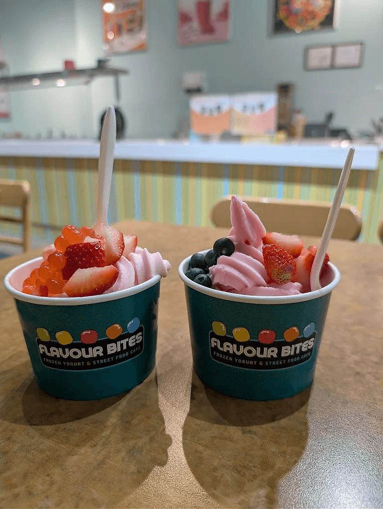 Flavour Bites branded frozen yogurt served in an operating café